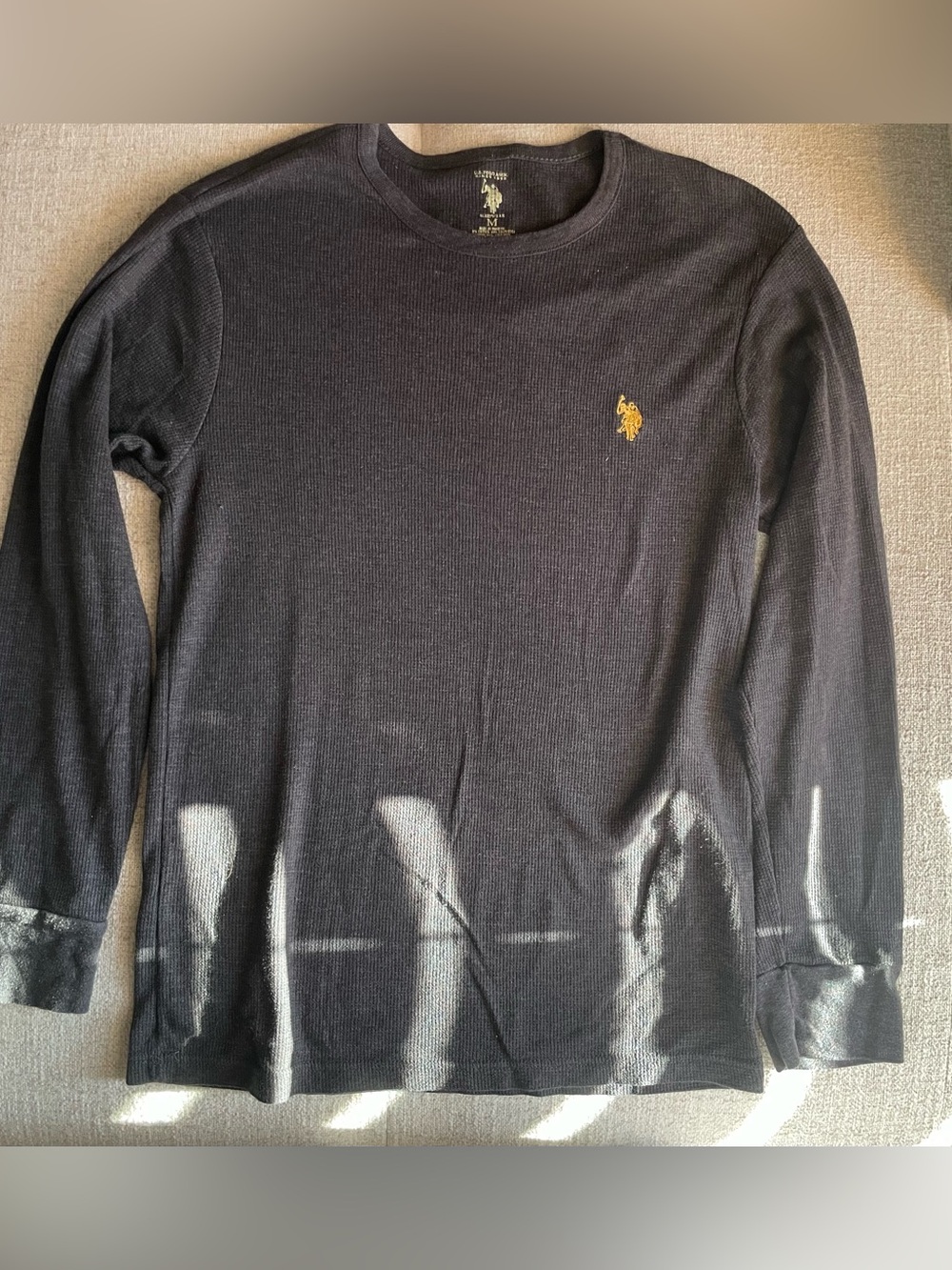 U.S. Polo Assn. Men’s Medium Black Waffle-Knit Thermal Shirt